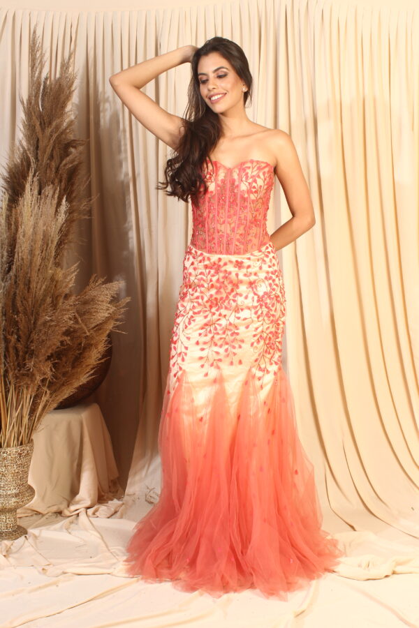 Coral Corset Gown