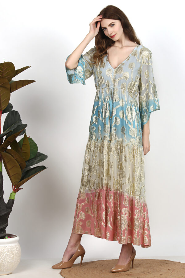 Multi-coloured Gold Printed Dress1