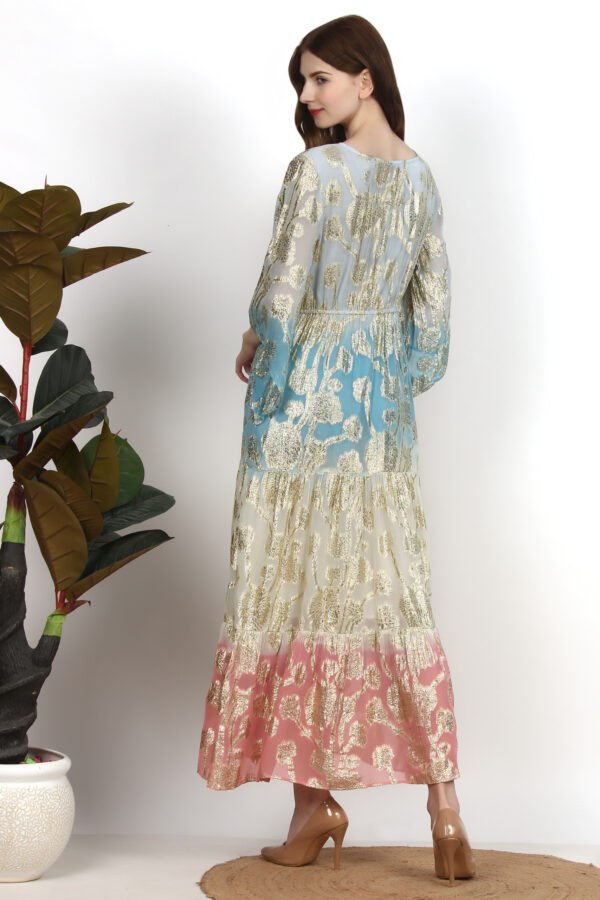 Multi-coloured Gold Printed Dress3