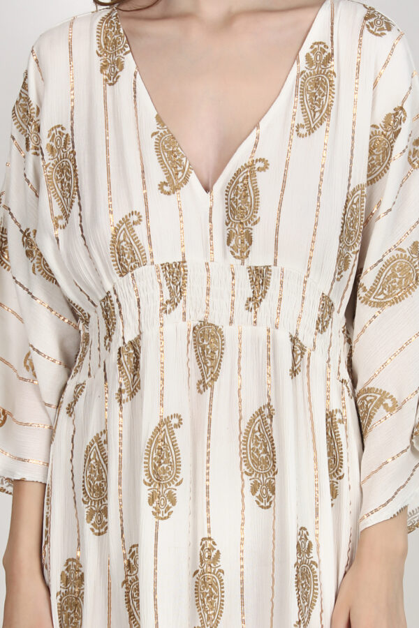Paisley Printed White Dress3