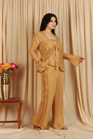 Golden Bedazzled Co-ord set with Tie-up1