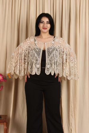 Pearl White Embroidered Cape
