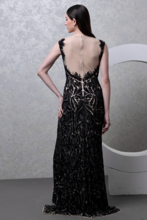 Black Sheer Gown with Slit1