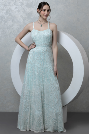 Sea Blue Flared Gown