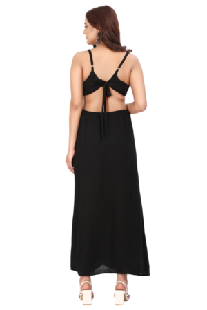 Black Cut-out Embroidered Dress - Back