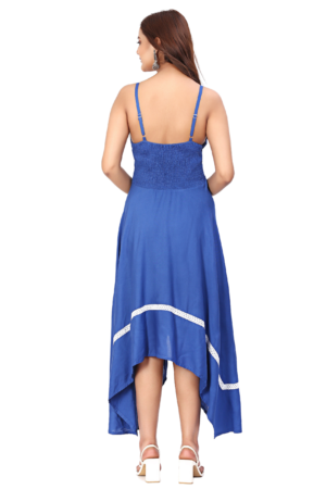 Blue Long Rayon Dress - Back