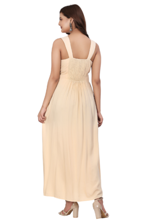 Cream Embroidered Summer Long Dress - Back